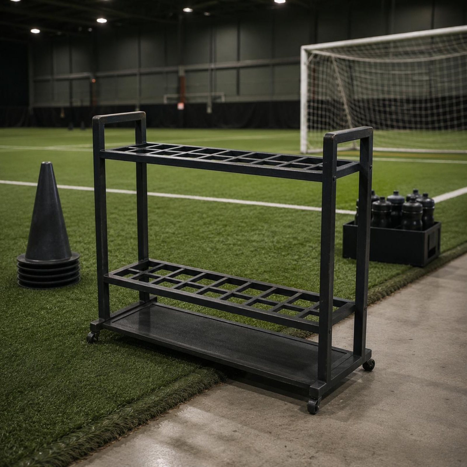 Sports Equipment Locker - Lacrosse Stick Rack Solid Base Rolling