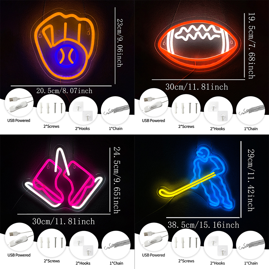 Rugby Led Neon Sign, Sports Eq - Sports Equipment Icon incelemesi ve fiyatı