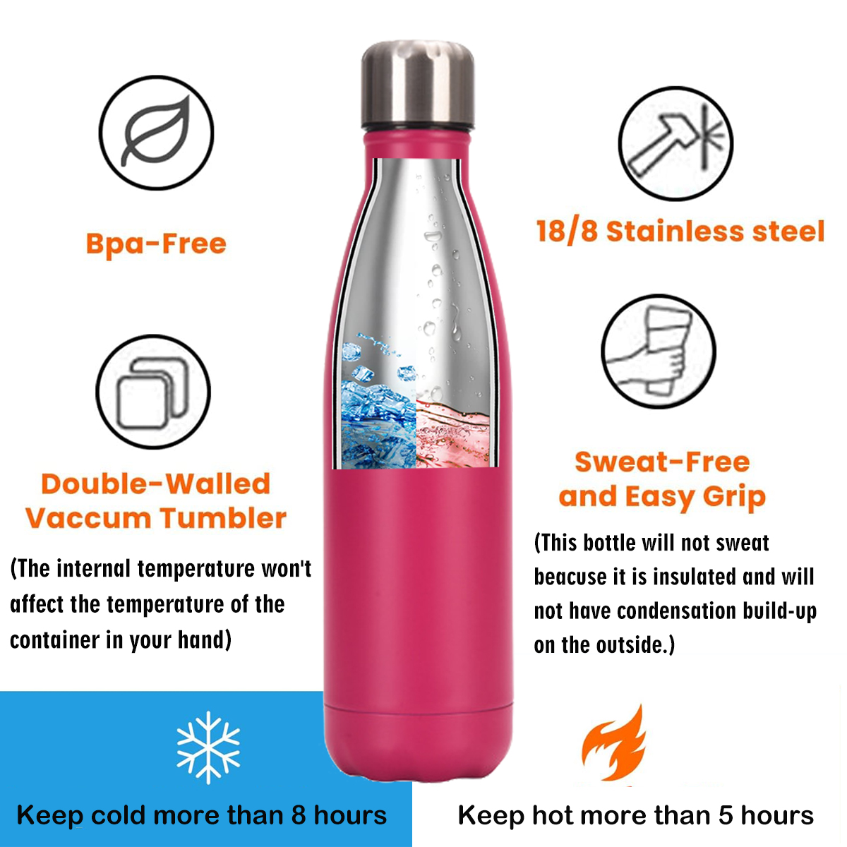 17oz Stainless Steel Water Bot - Sports Water Bottle Insulated incelemesi ve fiyatı